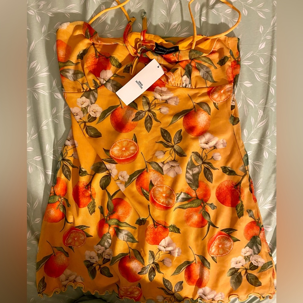 Urban Outfitters Orange Mesh Mini Dress